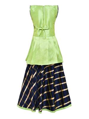 Girl'S Blue Silk Lehenga Choli & Dupatta Set 2