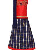 Girl'S Blue Silk Lehenga Choli & Dupatta Set