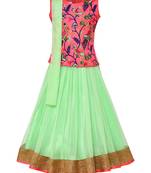 Girl'S Green Silk Lehenga Choli & Dupatta Set