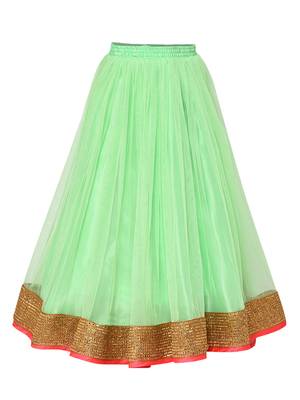 Girl'S Green Silk Lehenga Choli & Dupatta Set 4