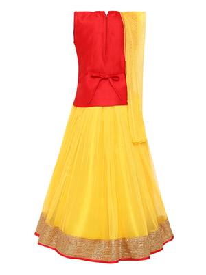 Girl'S Red Silk Lehenga Choli & Dupatta Set 2