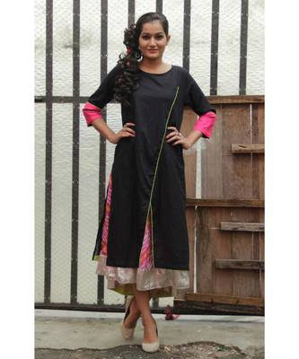 Black and Pink Cotton kurta Set 1