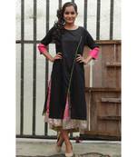 Black and Pink Cotton kurta Set