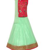 Girl'S Green Silk Lehenga Choli & Dupatta Set