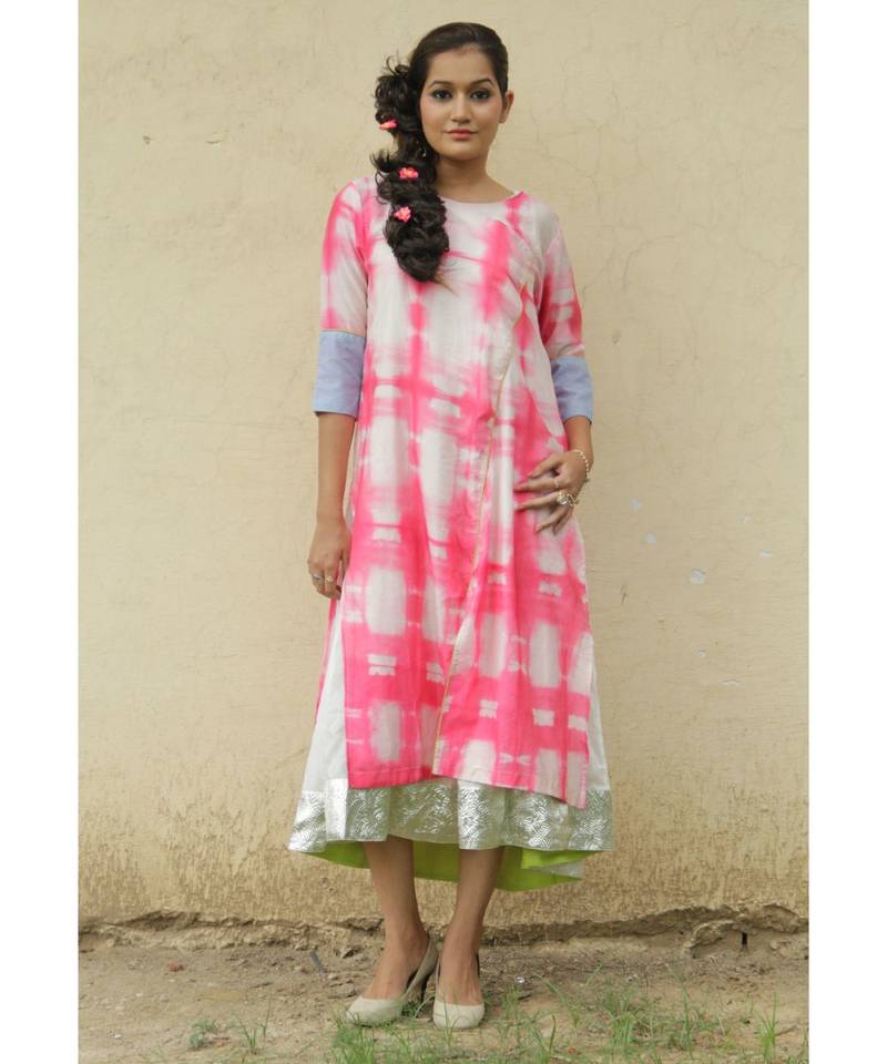Pink Shibori Cotton kurta Set