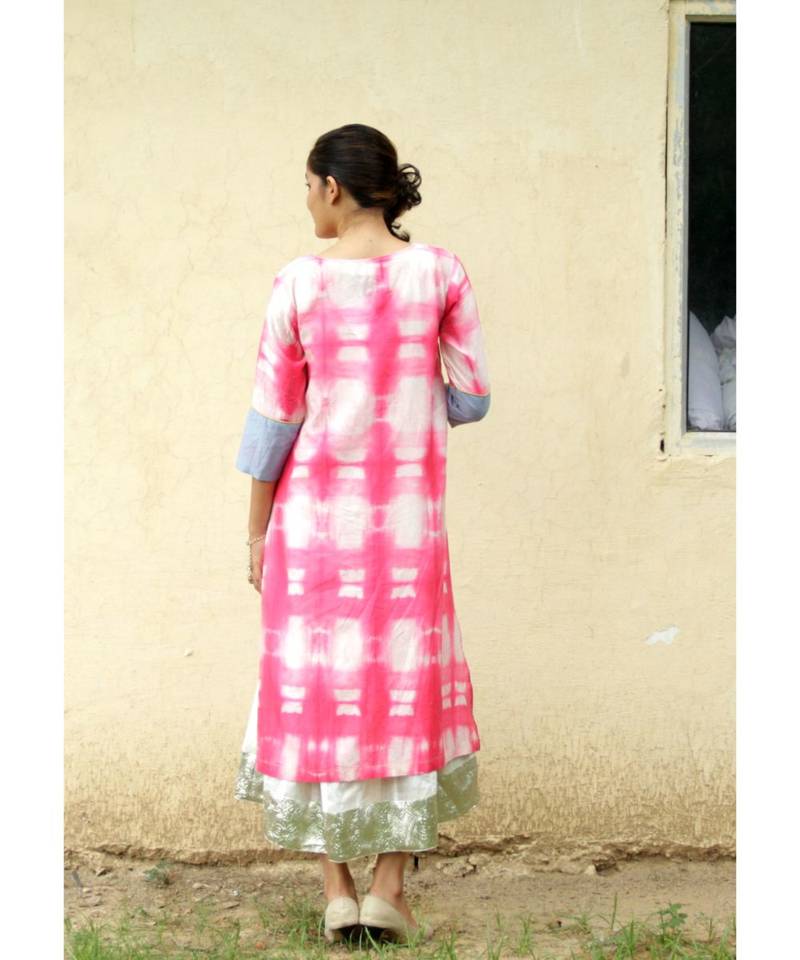 Pink Shibori Cotton kurta Set