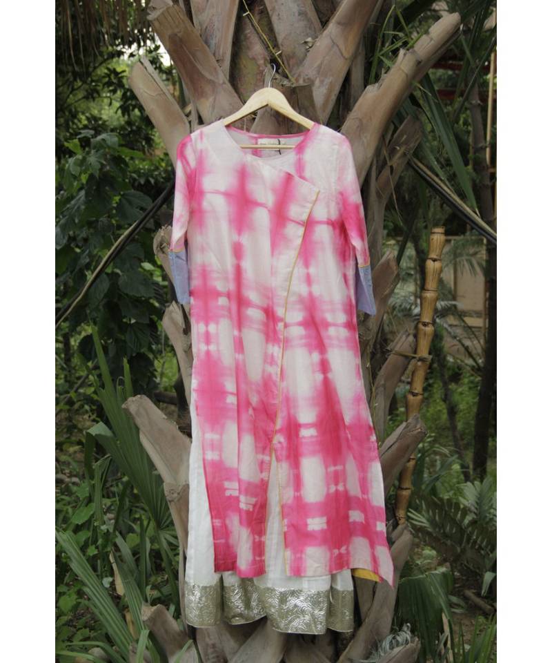Pink Shibori Cotton kurta Set