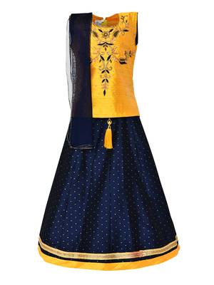 Girl'S Blue Silk Lehenga Choli & Dupatta Set 1