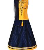 Girl'S Blue Silk Lehenga Choli & Dupatta Set