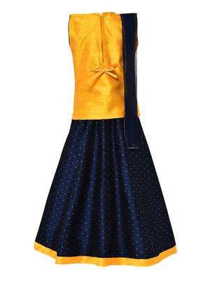 Girl'S Blue Silk Lehenga Choli & Dupatta Set 2