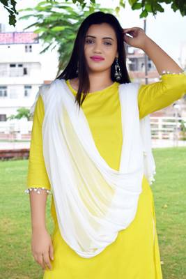 Yellow plain rayon ethnic-kurtis 2
