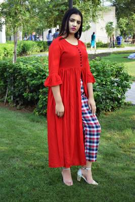 Red plain rayon ethnic-kurtis 3