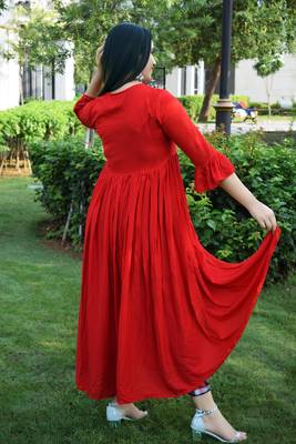 Red plain rayon ethnic-kurtis 4
