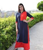 Blue plain cotton ethnic-kurtis