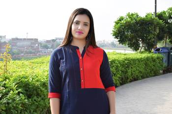 Blue plain cotton ethnic-kurtis 2