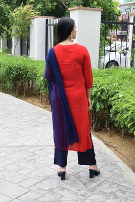 Red plain rayon ethnic-kurtis 2