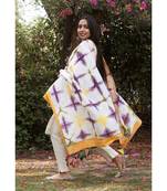 Purple YellowHand dyed Shibori Chander Dupatta