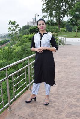 Black printed cotton ethnic-kurtis 1