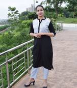 Black printed cotton ethnic-kurtis