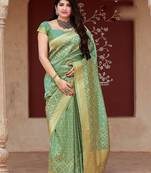   light turquoise woven tussar saree with blouse