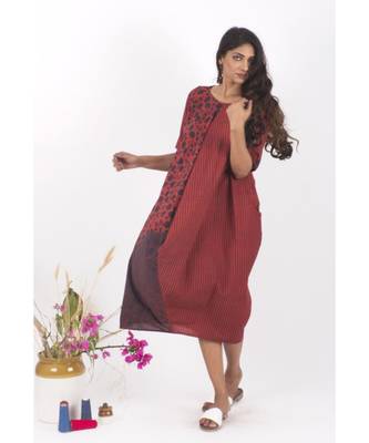 Red Cotton TheRedIndian Hand Block Print Dress 1