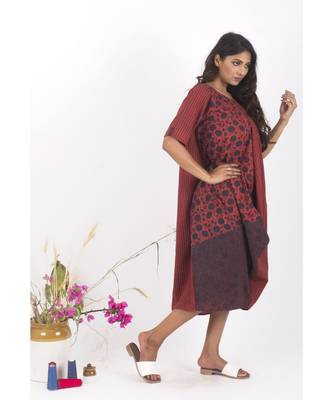 Red Cotton TheRedIndian Hand Block Print Dress 3