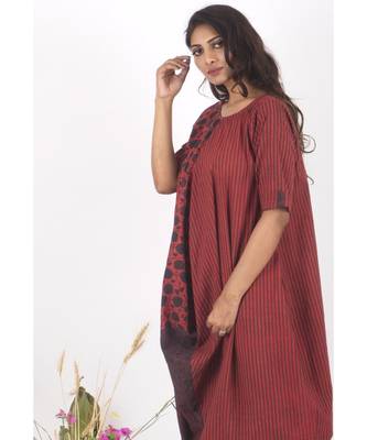 Red Cotton TheRedIndian Hand Block Print Dress 4