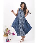 Blue Cotton Kuan Indigo Floral Jhola Dress