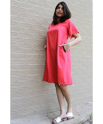 red Cotton Yanna Dress 1