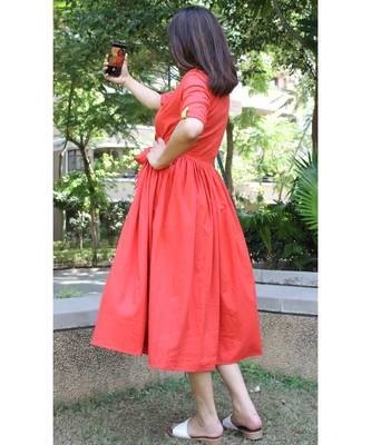 Red Cotton Prinka Dress 4