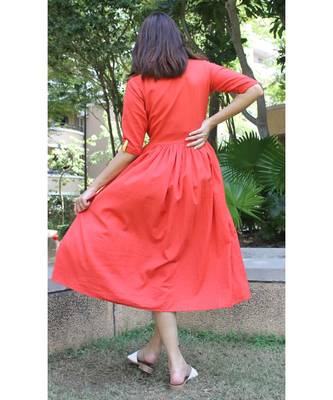 Red Cotton Prinka Dress 5