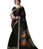  black printed linen saree with blouse