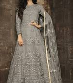 Grey embroidered net salwar