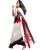  white printed linen saree with blouse