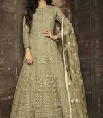 Pale green   embroidered net salwar