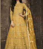 Mustard embroidered net salwar