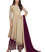 Beige Embroidered Net Salwar