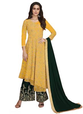 Yellow Embroidered Net Salwar 1