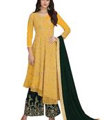 Yellow Embroidered Net Salwar