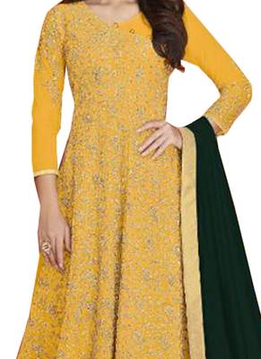 Yellow Embroidered Net Salwar 2