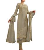 Beige Embroidered Georgette Salwar