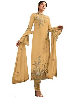 Yellow Embroidered Georgette Salwar 1