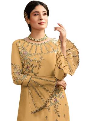 Yellow Embroidered Georgette Salwar 2