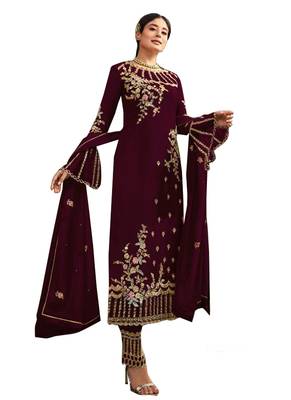 Purple Embroidered Georgette Salwar 1