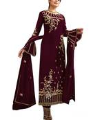 Purple Embroidered Georgette Salwar