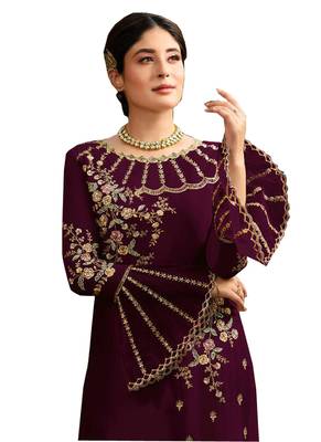 Purple Embroidered Georgette Salwar 2