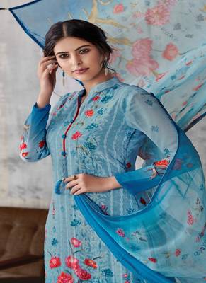 Light-blue digital print georgette salwar 2