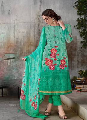 Cyan digital print georgette salwar 1