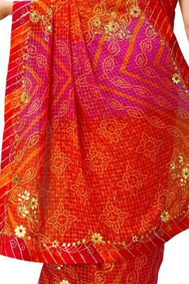 Orange embroidered georgette saree with blouse 4