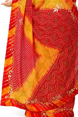 Yellow embroidered georgette saree with blouse 3
